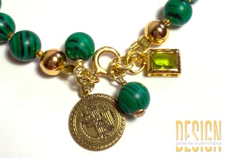 Bransoletka z malachitów w srebrze złoconym 24K – Kuźmińska Design