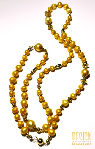Naszyjnik z żółtych pereł z Phuket w srebrze pozłacanym 24 K | Kuźmińska Design
