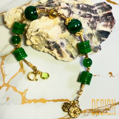Bransoletka jadeit i malachit 19,5–20 cm | Kuźmińska Design