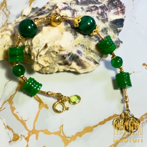 Bransoletka jadeit i malachit 19,5–20 cm | Kuźmińska Design