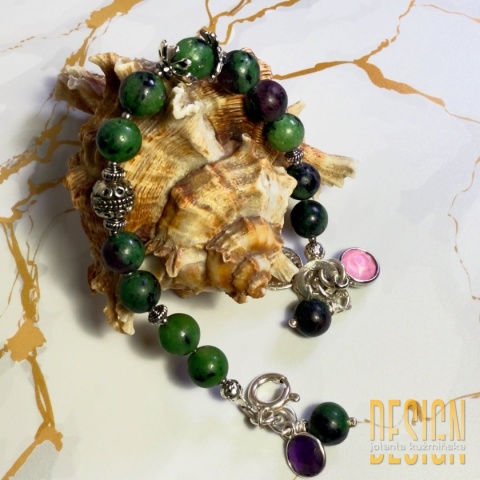 Bransoletka srebrna 925 z rubinem w zoisycie – kamień harmonii