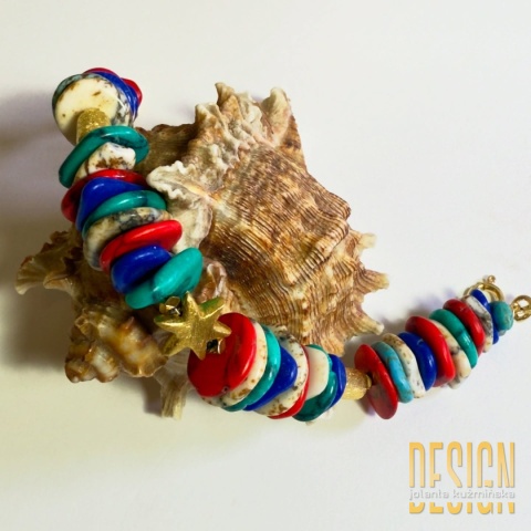 Bransoletka z jaspisów „Rainbow” – srebro złocone 24K