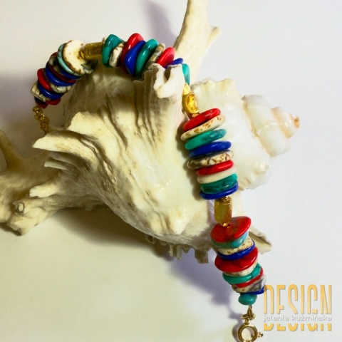 Bransoletka z jaspisów „Rainbow” – srebro złocone 24K