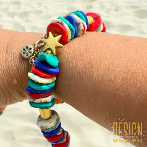 Bransoletka z jaspisów „Rainbow” – srebro złocone 24K