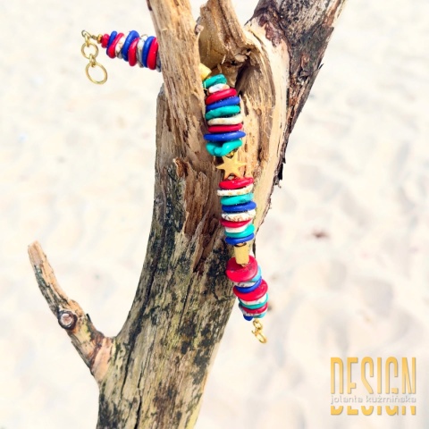 Bransoletka z jaspisów „Rainbow” – srebro złocone 24K