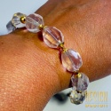 Bransoletka z kwarcu różowego – srebro pozłacane