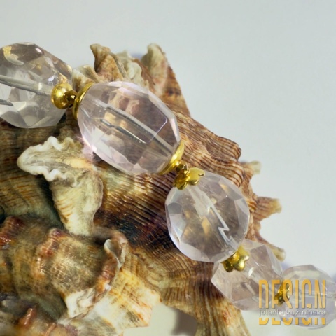 Bransoletka z kwarcu różowego – srebro pozłacane