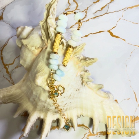 Bransoletka z larimaru i topazów – złocona biżuteria premium | Kuźmińska Design