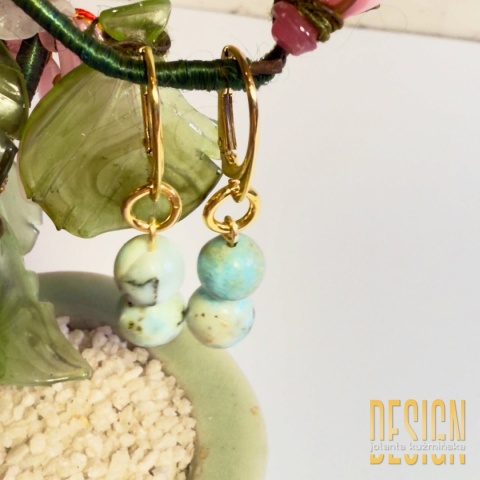 Kolczyki z larimaru na angielskich biglach, srebro złocone 24k – 3,5 cm
