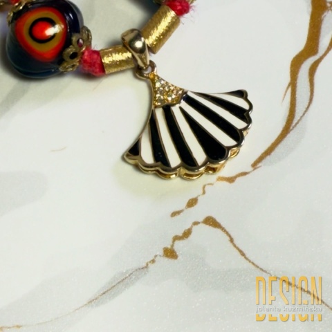 Naszyjnik ze szkła Murano z emaliowaną zawieszką w srebrze pozłacanym 24 K | Kuźmińska Design