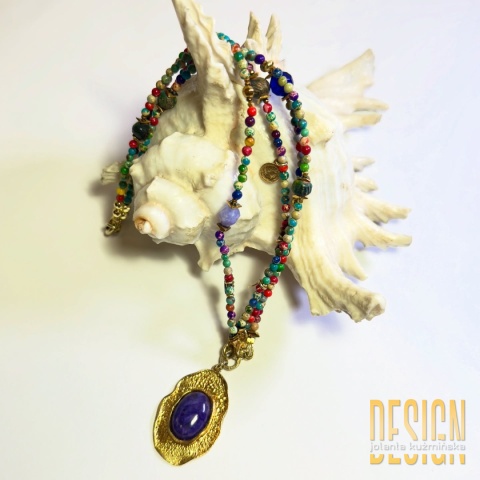 Unikatowy naszyjnik boho z czaroitem i jaspisami