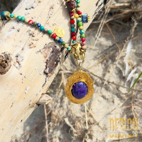 Ręcznie wykonana biżuteria z jaspisów full kolor i czaroitu