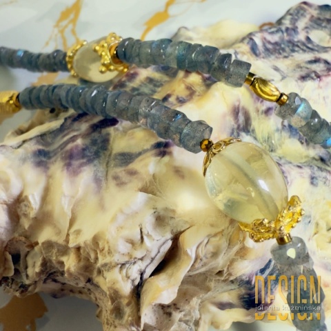 Naszyjnik z lapis lazuli, ametystem, labradorytem i cytrynem w srebrze pozłacanym 24 K | Kuźmińska Design