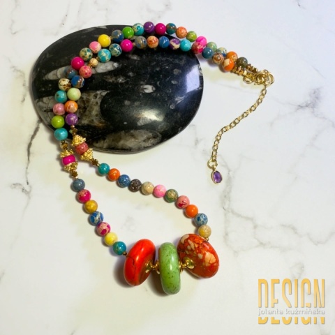 Kolorowy naszyjnik z jaspisu – naturalne kamienie 45 cm | Kuźmińska Design