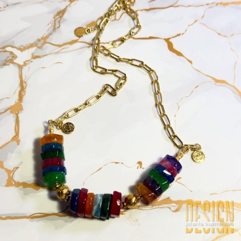 Naszyjnik z ognistych agatów – kolorowa biżuteria handmade | Kuźmińska Design