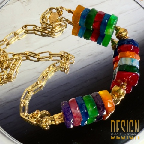 Naszyjnik z ognistych agatów – kolorowa biżuteria handmade | Kuźmińska Design