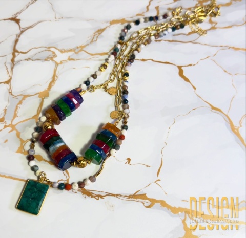 Naszyjnik z ognistych agatów – kolorowa biżuteria handmade | Kuźmińska Design