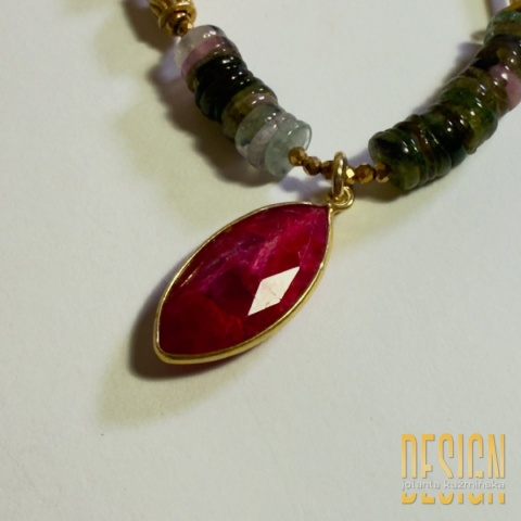 Naszyjnik z turmalinów i naturalnego rubinu – luksus, 44 cm | Kuźmińska Design