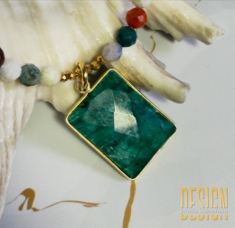 Naszyjnik ze szmaragdem i kamieniami naturalnymi | Kuźmińska Design