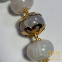 Bransoletka z agatu lodowego złocona artystyczna UNIKAT | Kuźmińska Design