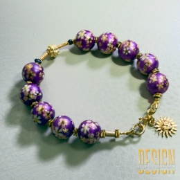Bransoletka Tesha Violet Sakura – japońskie korale, srebro pozłacane 24K | Kuźmińska Design