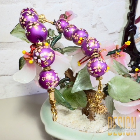 Bransoletka Tesha Violet Sakura – japońskie korale, srebro pozłacane 24K | Kuźmińska Design