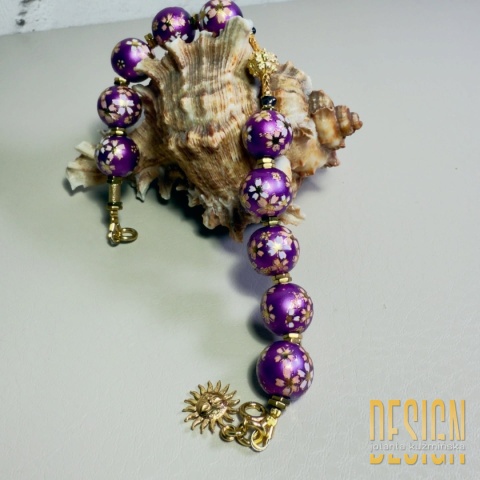 Bransoletka Tesha Violet Sakura – japońskie korale, srebro pozłacane 24K | Kuźmińska Design