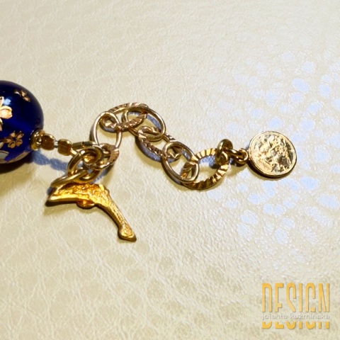 Bransoletka Tesha z kobaltowych japońskich korali – srebro pozłacane 24K