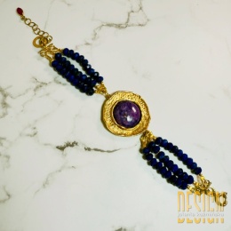 Bransoletka lapis lazuli i czaroit – unikat 1/1 – srebro złocone 24k | Kuźmińska Design