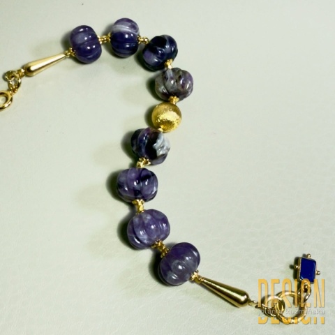 Bransoletka premium z ametystów – srebro złocone 24k