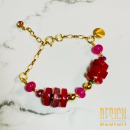 Bransoletka z agatu ognistego i fuksji | Unikat | Kuźmińska Design