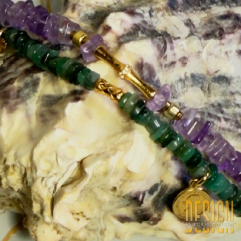 Bransoletka z ametystów Vera Cruz z topazem, granatem i akwamarynem – srebro złocone 24k | Kuźmińska Design