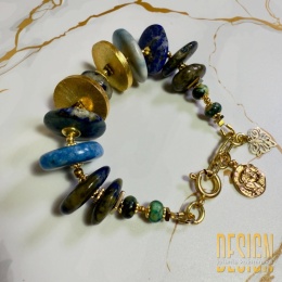 Bransoletka z azurytu | Srebro złocone 24k | Unikat – Kuźmińska Design