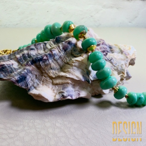 Bransoletka z chryzoprazu – srebro złocone 24k | Ręcznie wykonana | Kuźmińska Design