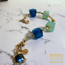 Bransoletka z fluorytów z akwamarynem i frenitem | srebro złocone – Kuźmińska Design