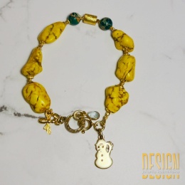 Bransoletka z howlitu i jaspisu srebro złocone 24k – ok. 20 cm | Kuźmińska Design