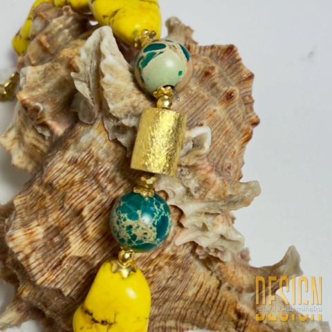 Bransoletka z howlitu i jaspisu srebro złocone 24k – ok. 20 cm | Kuźmińska Design