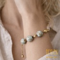 Bransoletka z jaspisu krajobrazowego – regulowana – srebro złocone 24k – unikat | Kuźmińska Design