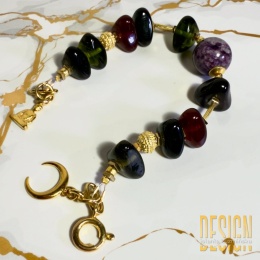 Bransoletka z turmalinów z czaroitem – srebro pozłacane 24 k | Kuźmińska Design