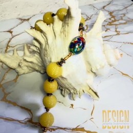 Bransoletka z żółtego onyksu i szkła Murano | Srebro pozłacane 24K | Kuźmińska Design