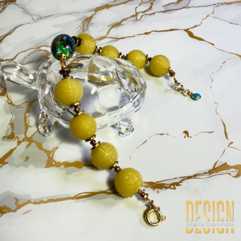 Bransoletka z żółtego onyksu i szkła Murano | Srebro pozłacane 24K | Kuźmińska Design