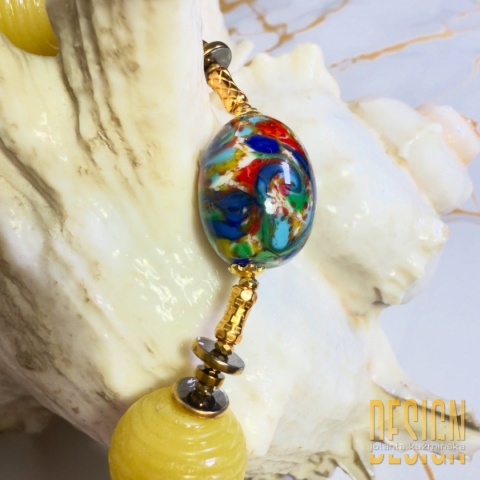 Bransoletka z żółtego onyksu i szkła Murano | Srebro pozłacane 24K | Kuźmińska Design