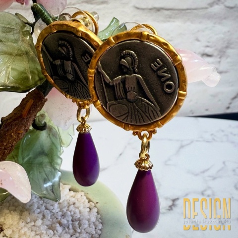 Kolczyki Antiqua – fosfosyderyt, moneta starożytna, rolled gold