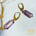 Kolczyki Murano fioletowe ze srebrem złoconym – 4 cm