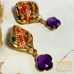 Kolczyki z ametystami – srebro pozłacane 24K | Biżuteria Premium Kuźmińska Design