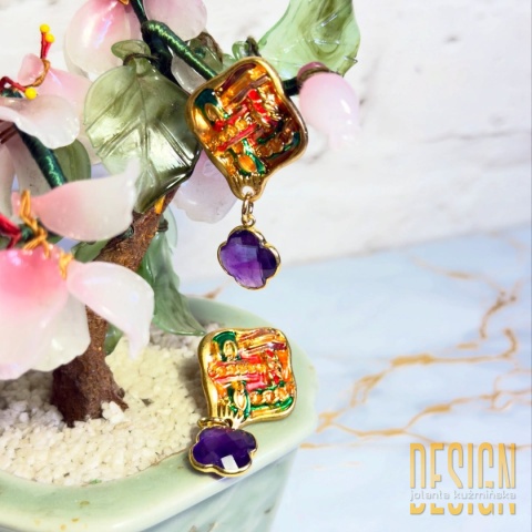 Kolczyki z ametystami – srebro pozłacane 24K | Biżuteria Premium Kuźmińska Design