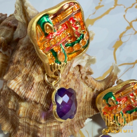 Kolczyki z ametystami – srebro pozłacane 24K | Biżuteria Premium Kuźmińska Design