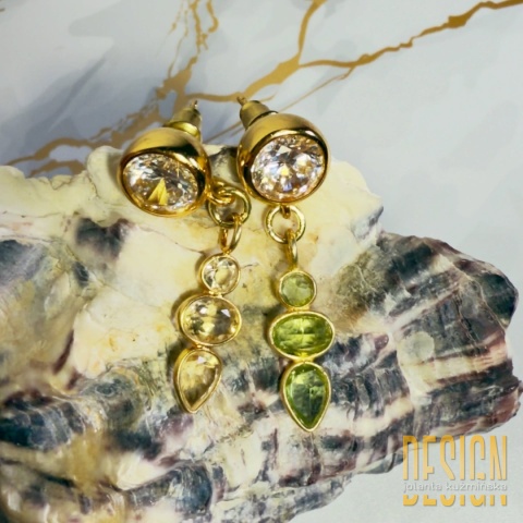 Kolczyki z cytrynem i oliwinem – srebro złocone 24k | Kuźmińska Design