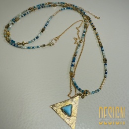 Naszyjnik Magic Drops z kamieniami K2 i larimarem 120 cm – srebro pozłacane 24k