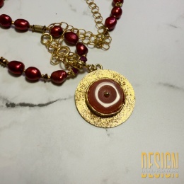 Naszyjnik Perły Premium ciemna malina z rodonitem – 102 cm